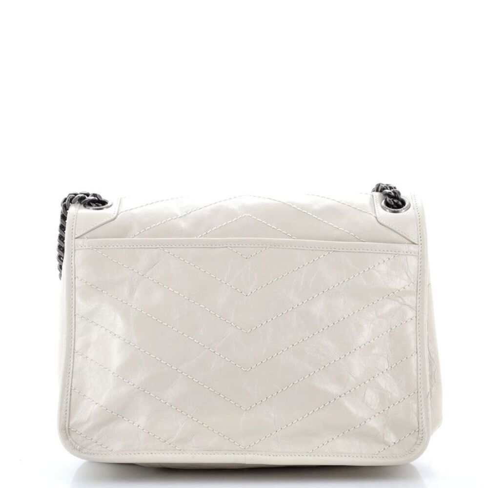 Saint Laurent Niki Chain Flap Bag Matelasse Chevron Leather Medium Neutral - Picture 3 of 6